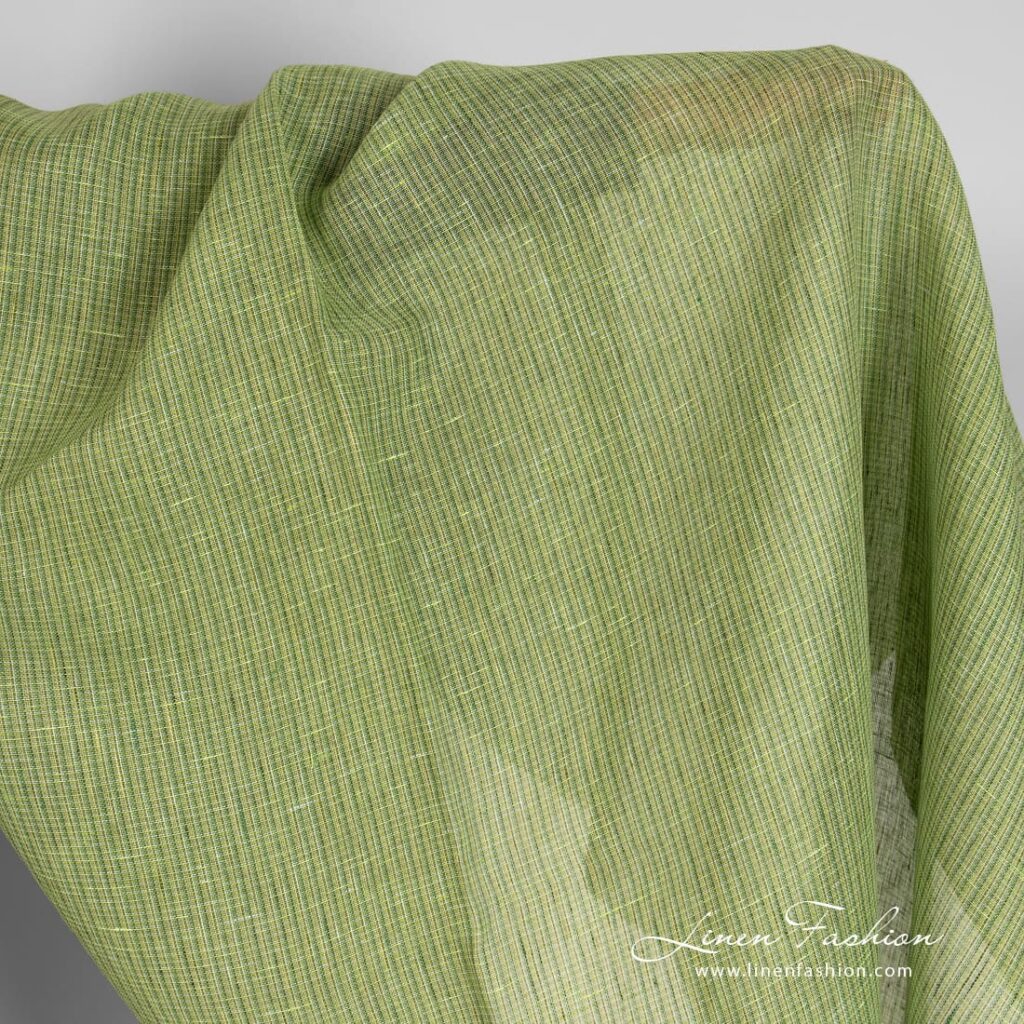 Tissu de lin à petits carreaux 1 Lime linen fabric
