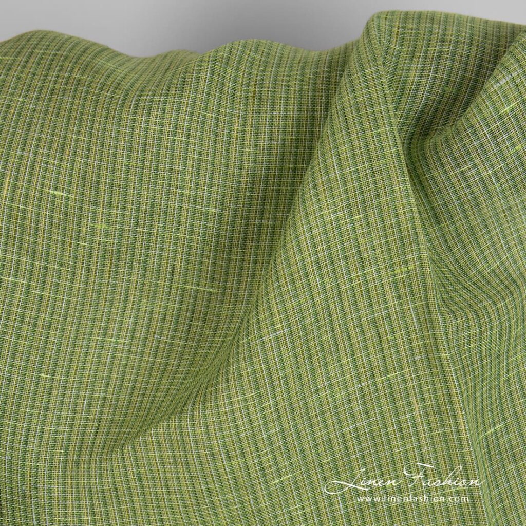 Tissu de lin à petits carreaux 2 Lime green linen fabric