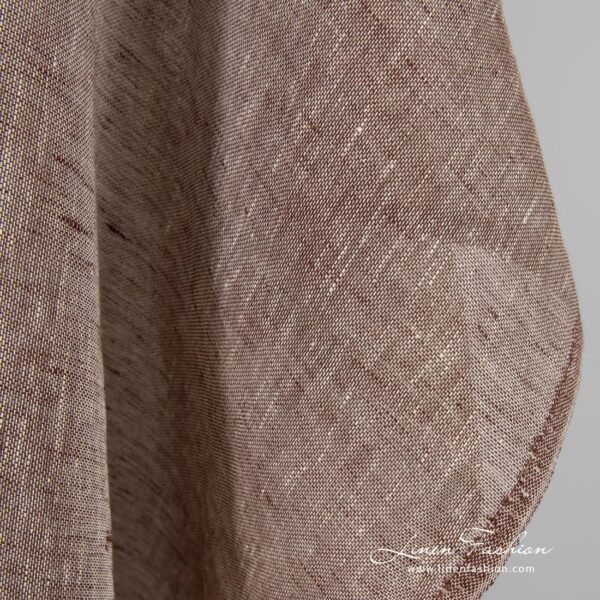 Linen fabric woven in yellowish white and brown colors, melange
