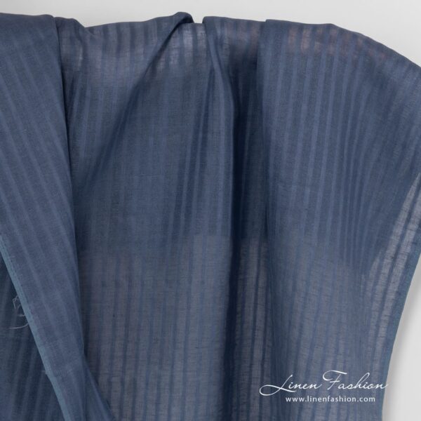 Blue striped linen fabric.