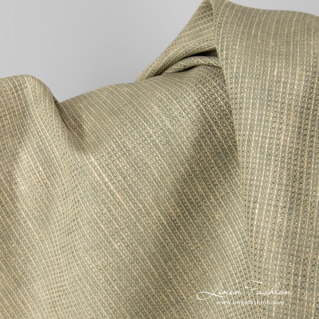 Tissu de lin gaufré jaune gris mélangé 3 Melange waffle linen fabric.