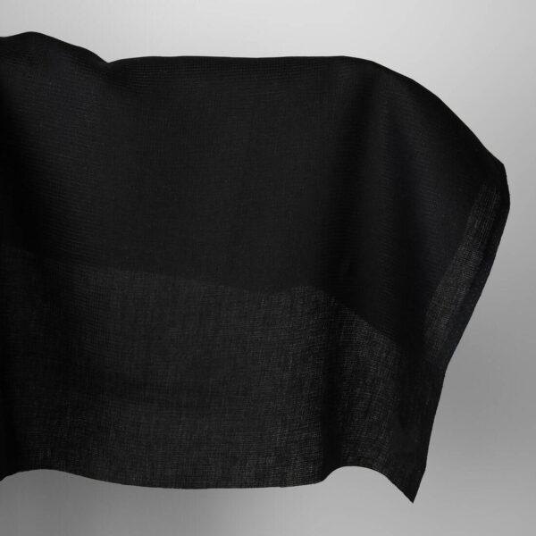 Tissu de lin gaufré noir uni