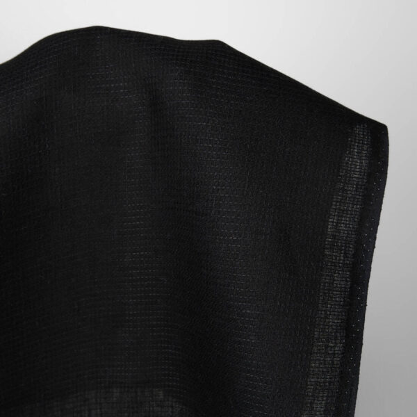 Tissu de lin gaufré noir uni – Image 2