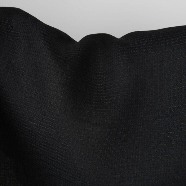 Tissu de lin gaufré noir uni – Image 3
