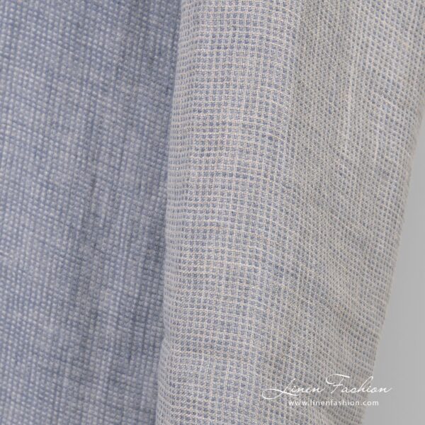 Bluish linen fabric, double-sided