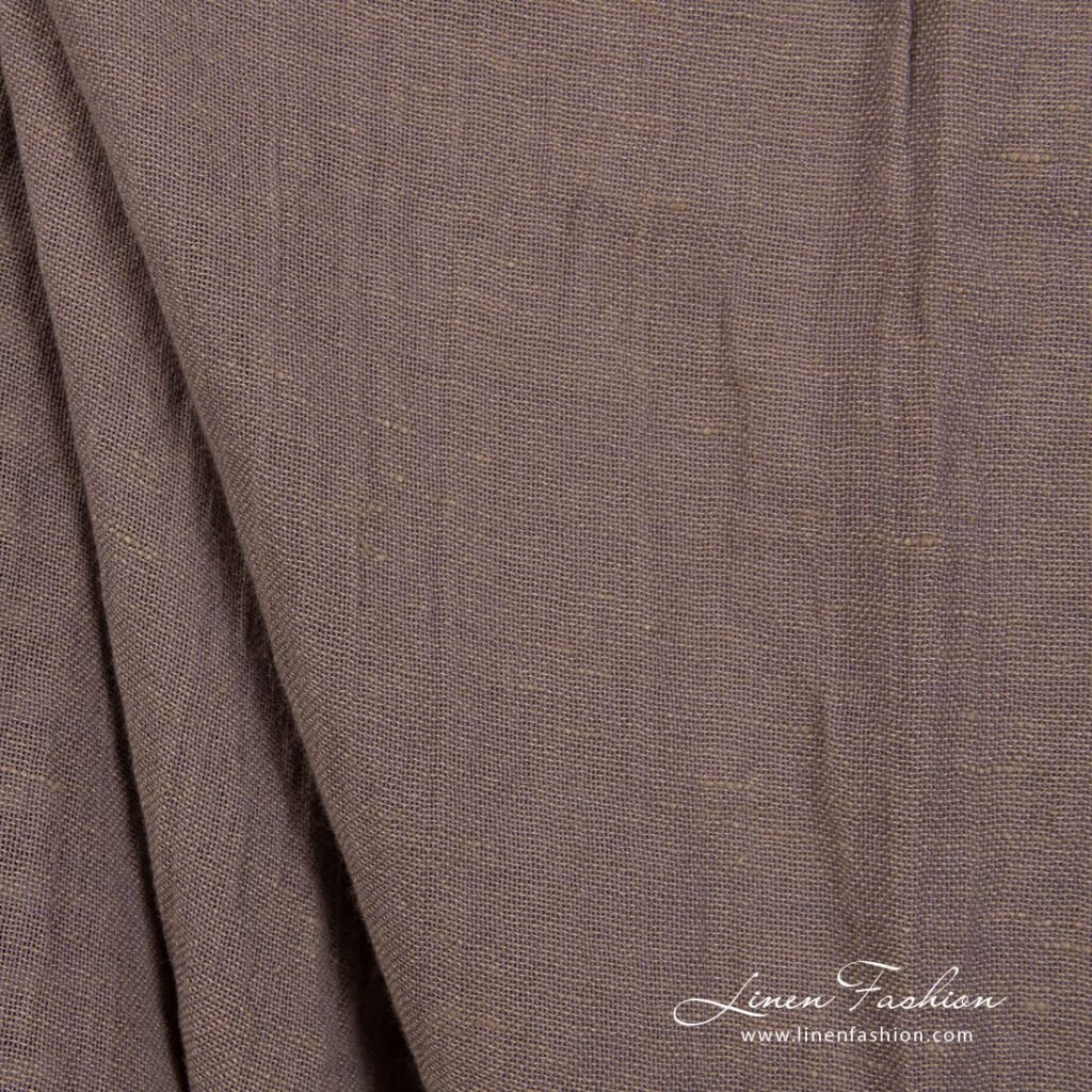 Tissu coton lin gris violet lavé 2 Grey violet linen cotton fabric, specially washed to increase softness