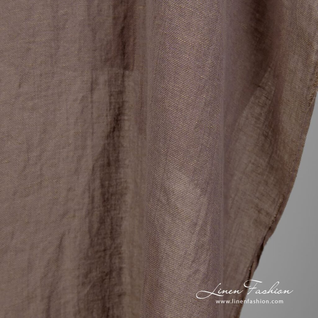Tissu coton lin gris violet lavé 4 Linen cotton fabric in grey violet melange, washed