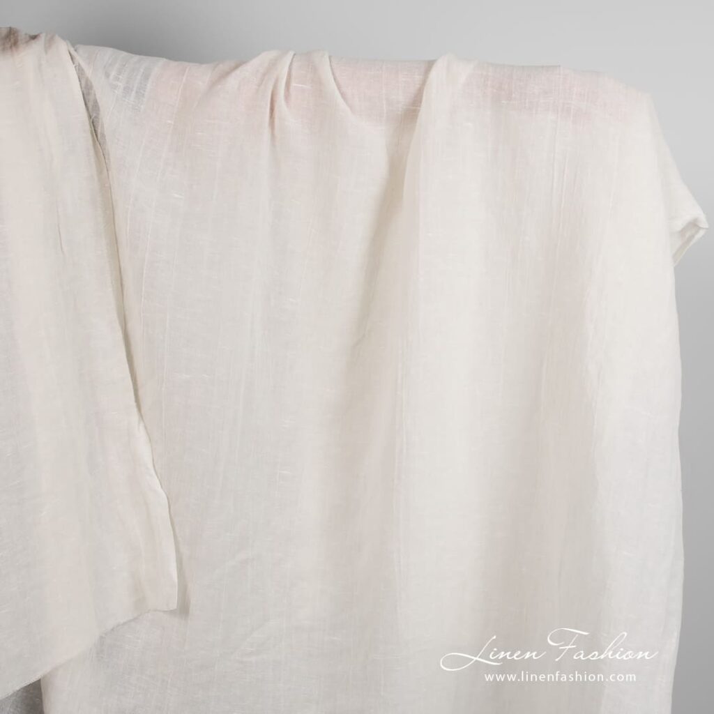 Tissu de coton lin blanc cassé lavé 1 Off-white linen cotton fabric