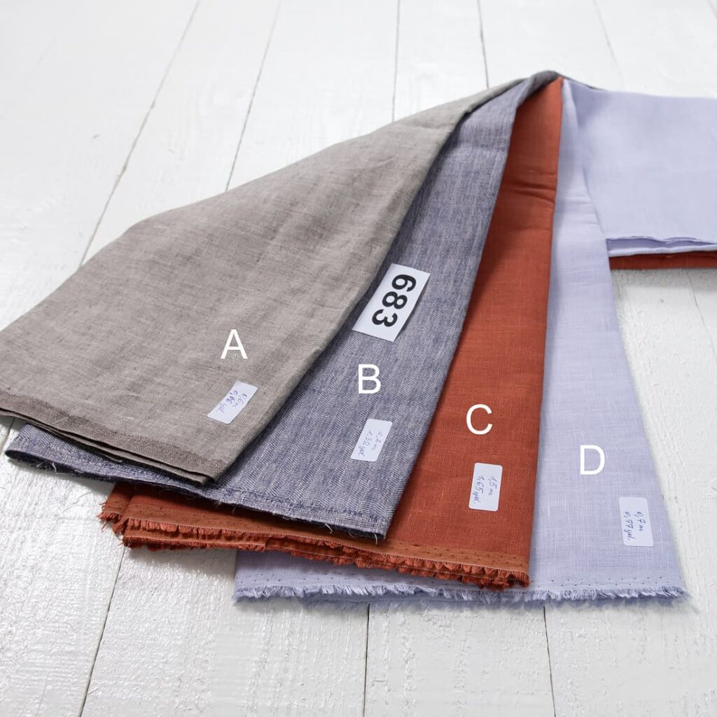 Lot de tissus n° 683 5 Linen Fabric Cuts, Set No.683