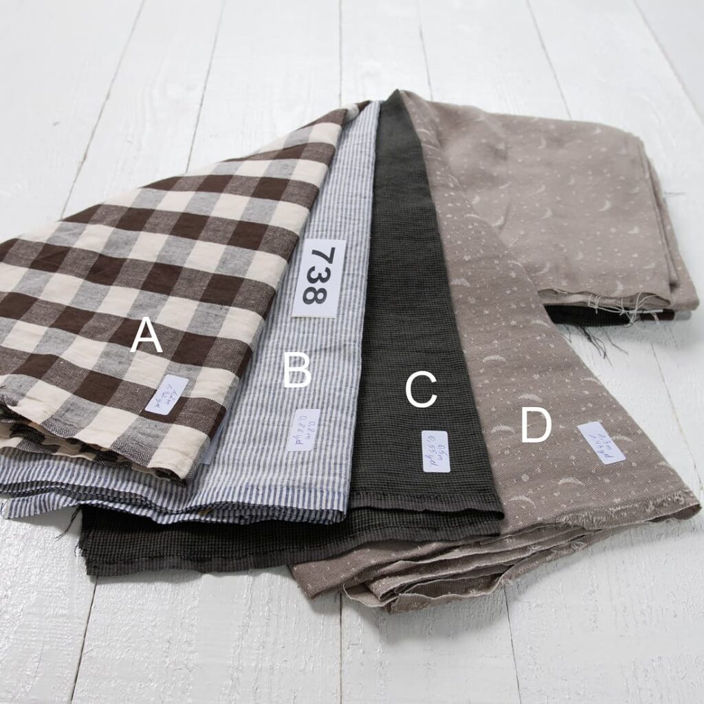 Lot de tissus n° 738 5 Linen Fabric Cuts, Set No.738