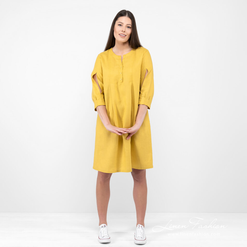 ADELAIDE Robe jaune moutarde 2 ADELAIDE Robe jaune moutarde – Image 2