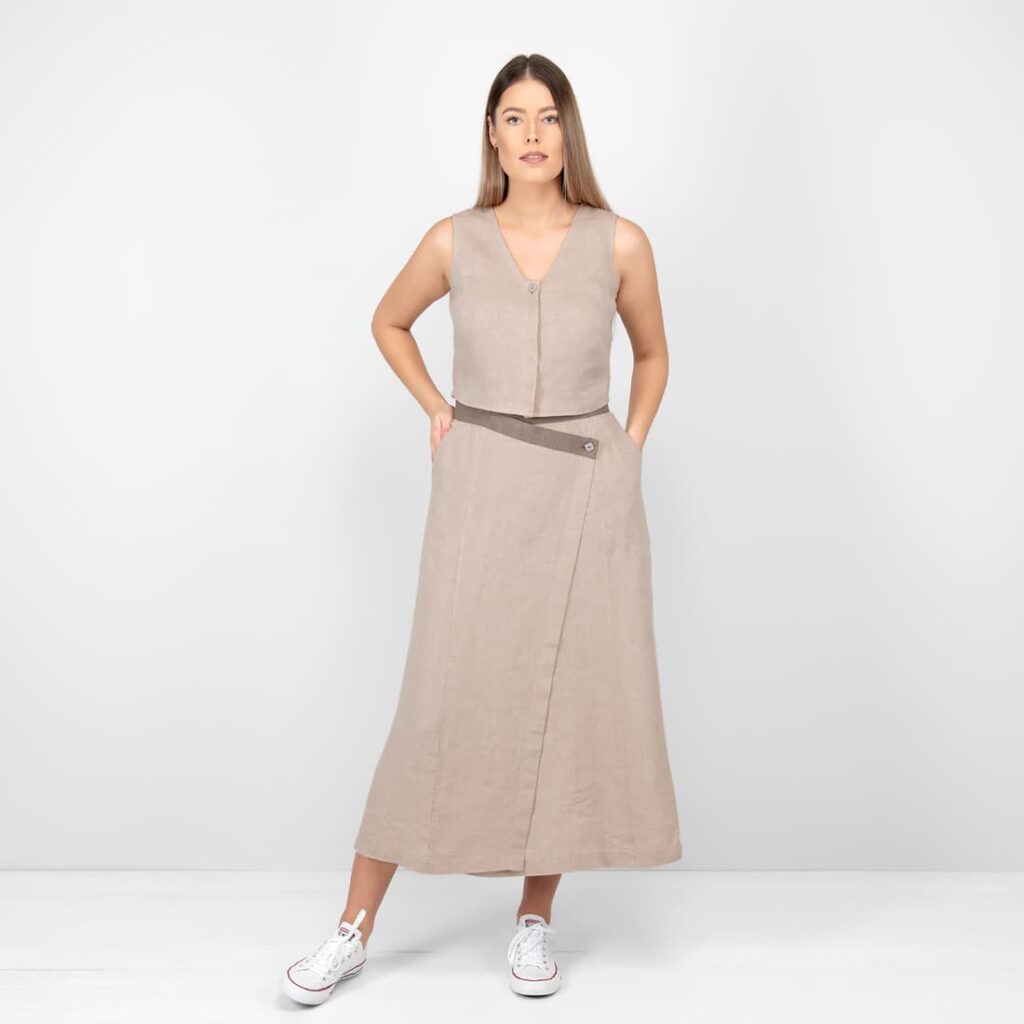 BRITTANY Gilet sable 2 linen sand vest