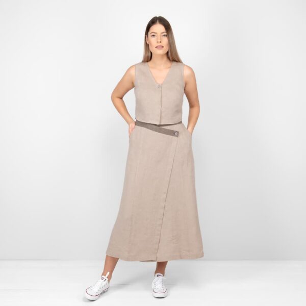 linen sand vest