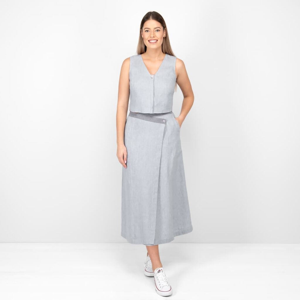 BRITTANY Gilet gris 2 grey linen vest