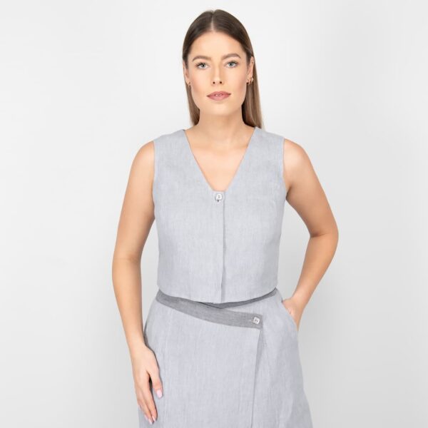 grey linen vest washed
