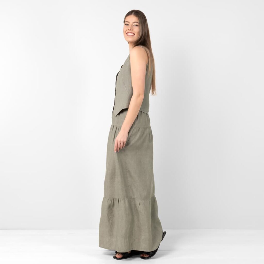NELY Gilet gris-vert 4 Linen vest grey-green