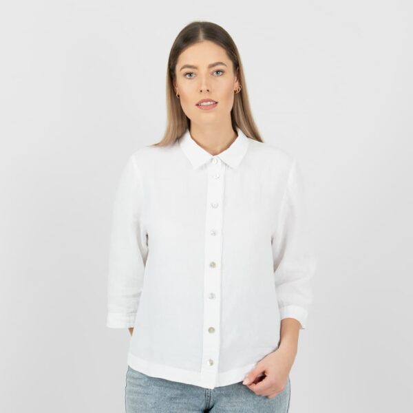 white linen shirt style blouse shirt style