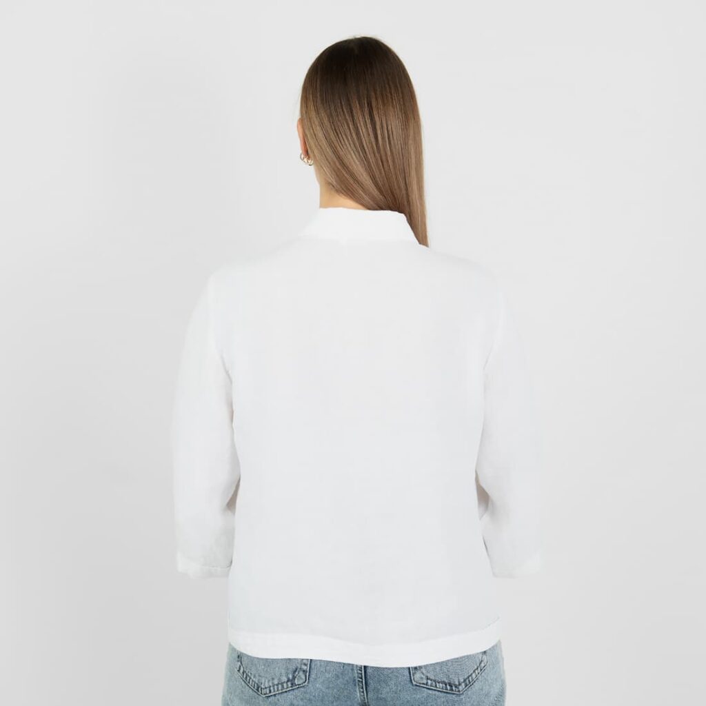 LOLA Chemise blanche 5 white linen shirt style blouse from backside
