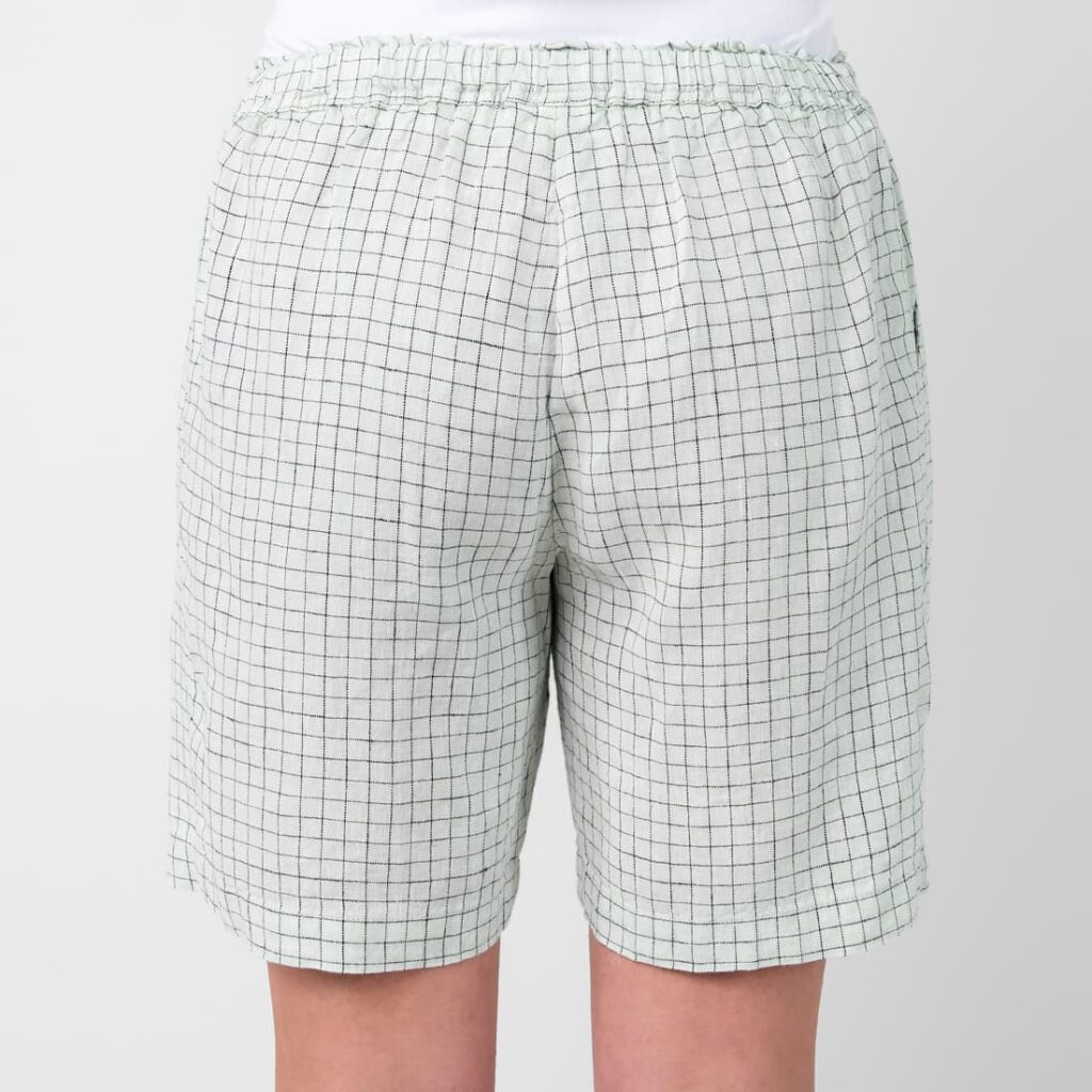 DOLFI Shorts verdâtre 4 Linen green checked shorts, loose fit