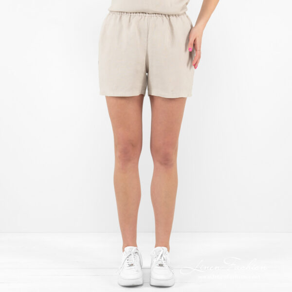 beige linen shorts, washed.