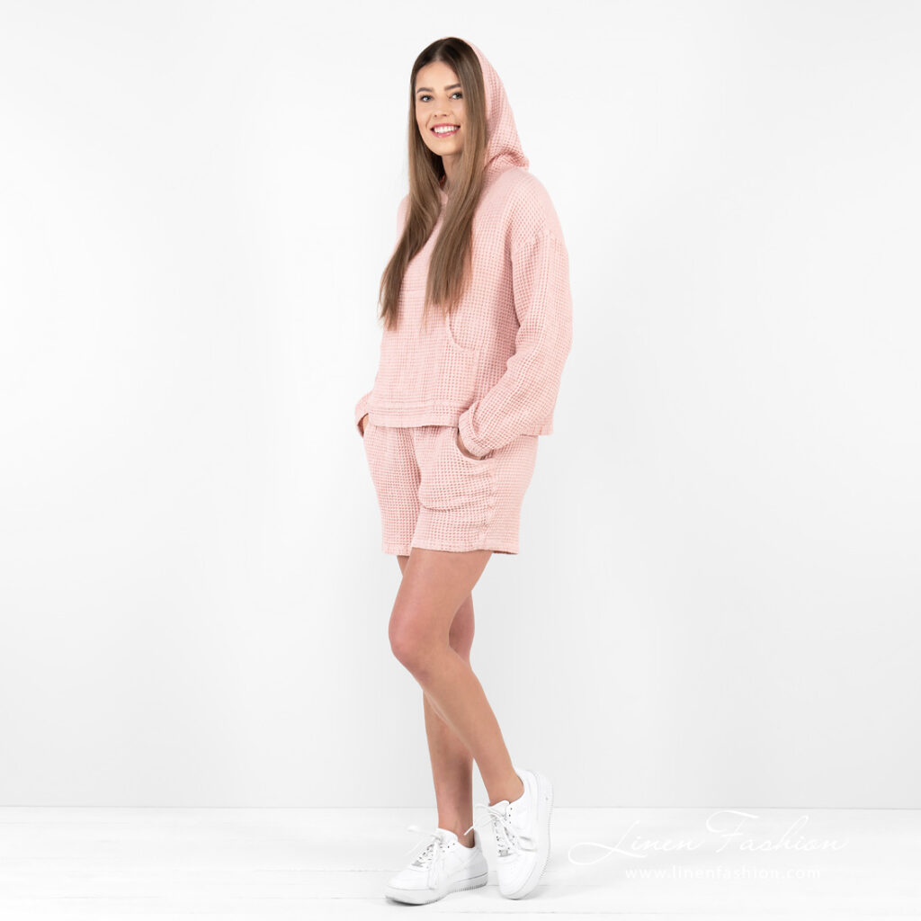 ALFI Short rose 3 pink shorts linen cotton, washed.