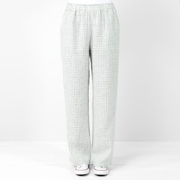 Checked linen greenish pants