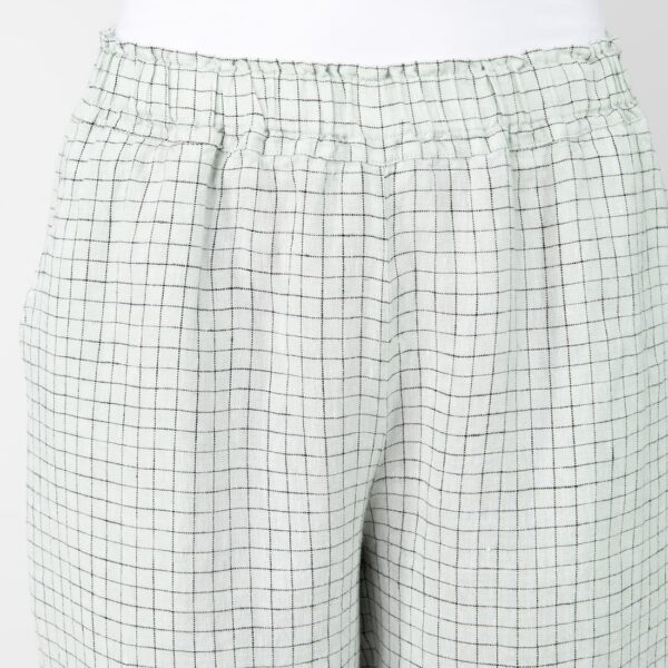 Checked linen greenish pants elasticated waist