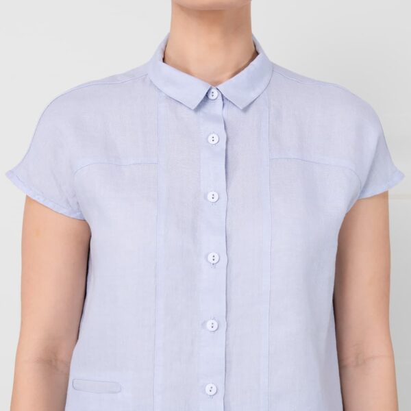 Linen bluish-grey shirt, classic collar