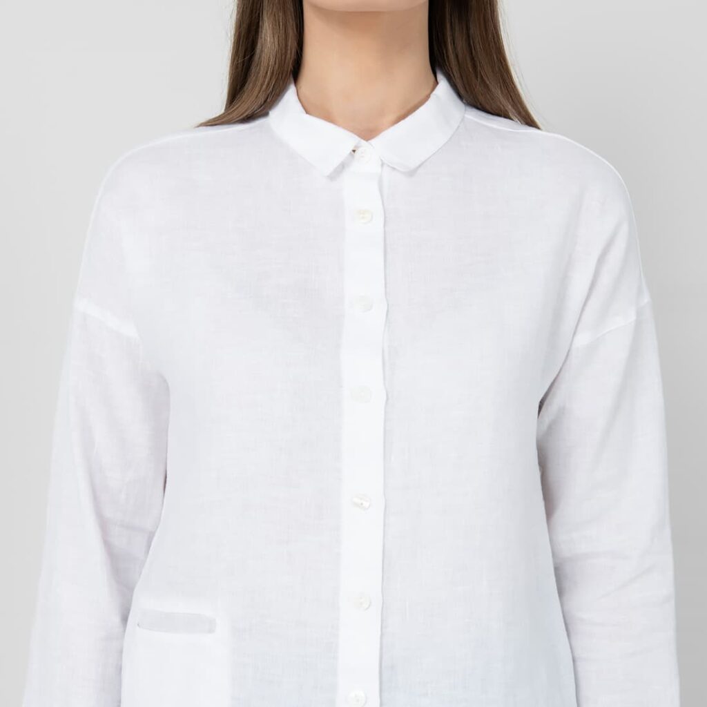 BIANCA Chemise blanche 3 BIANCA white linen blouse collar