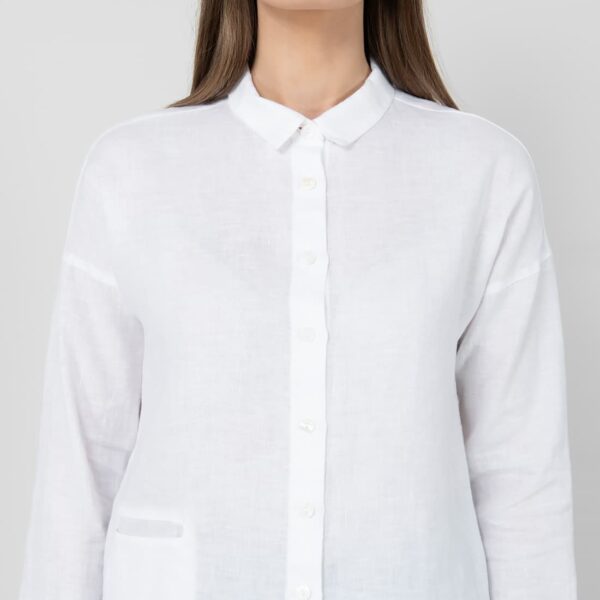 BIANCA white linen blouse collar