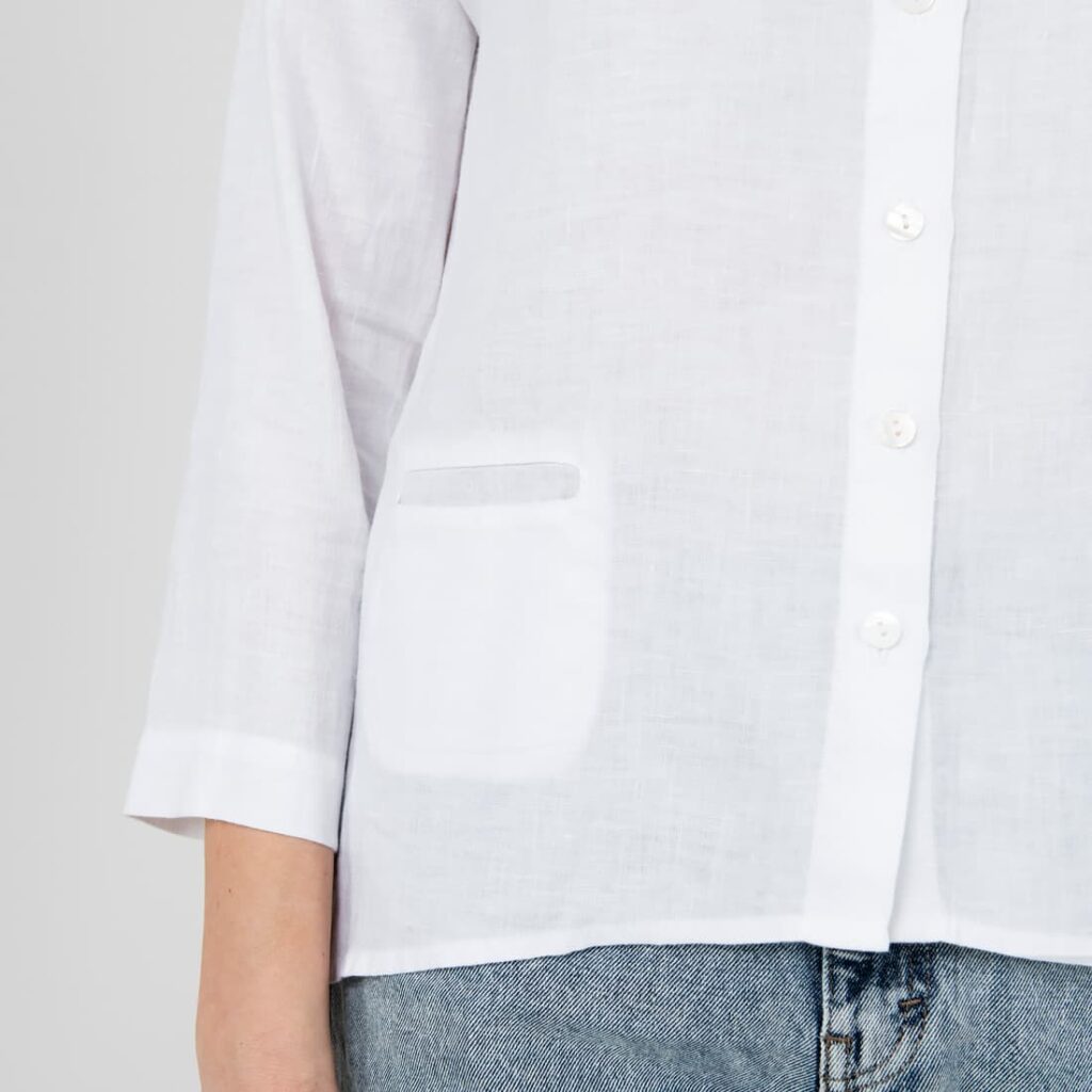 BIANCA Chemise blanche 4 BIANCA white linen blouse pocket