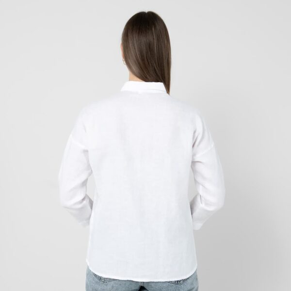 BIANCA white linen blouse back side