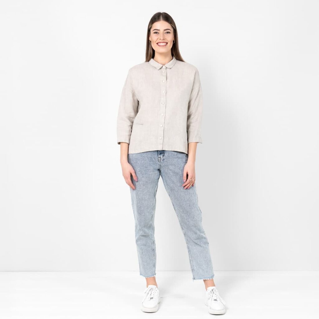 BIANCA Chemise beige 3 Beige linen shirt blouse