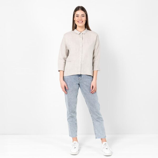 Beige linen shirt blouse