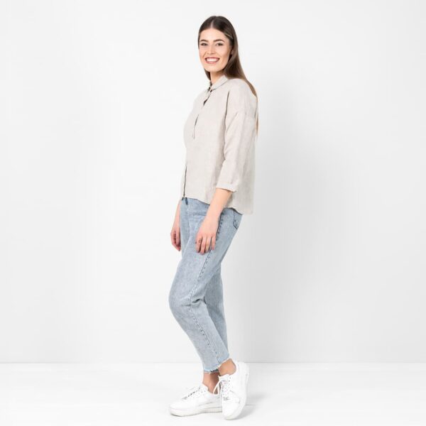 Beige linen shirt blouse, button down
