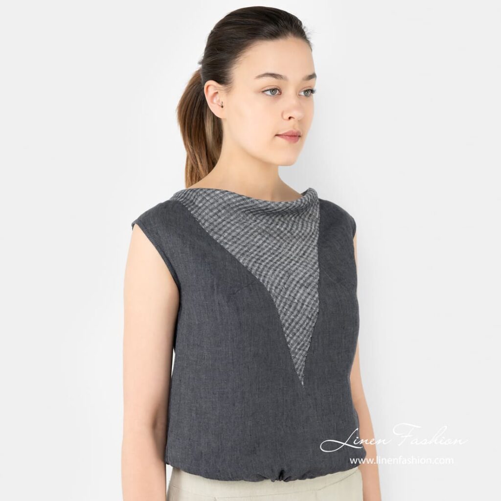 ONA grey linen blouse