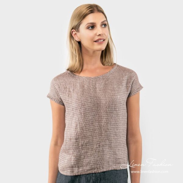 SAINT TROPEZ brown linen blouse