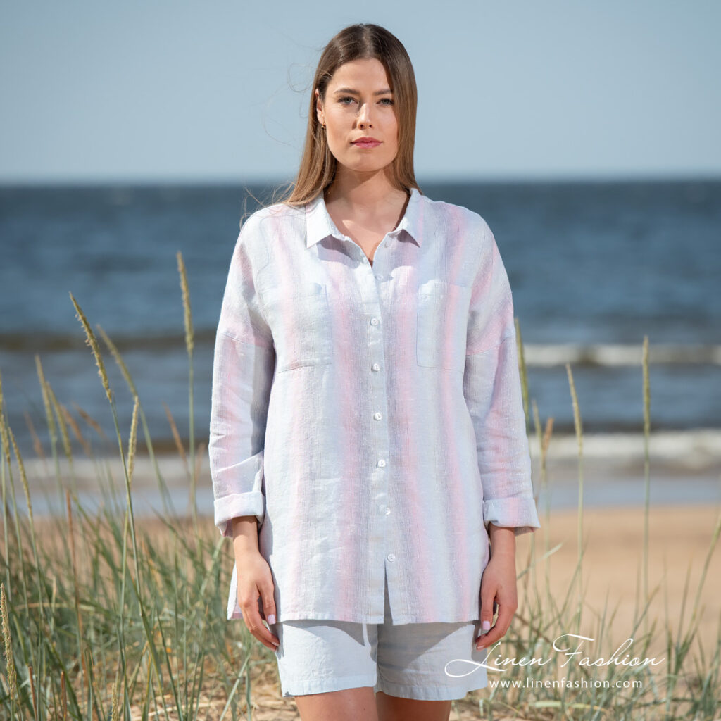 DOLFI Chemise à rayures 1 linen striped blouse.
