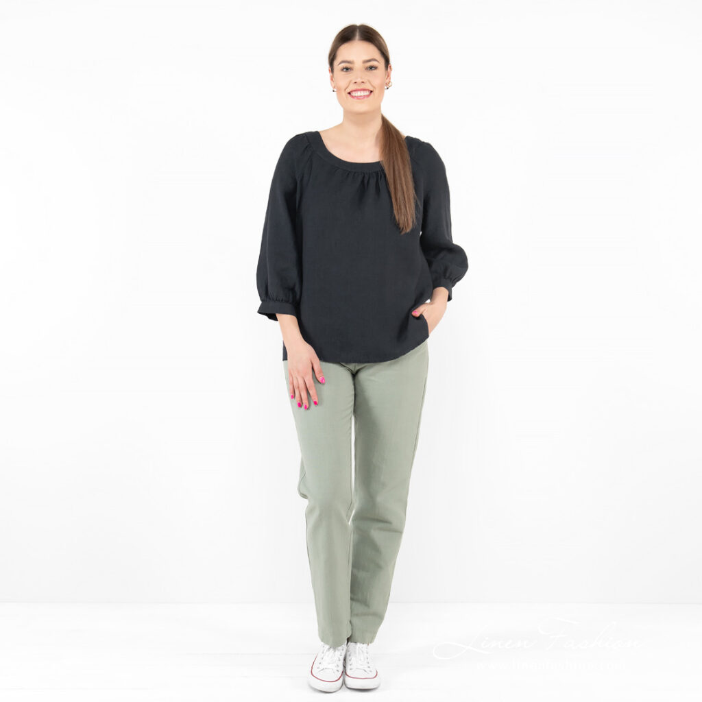 FREDA Blouse noir bleu 2 navy linen blouse