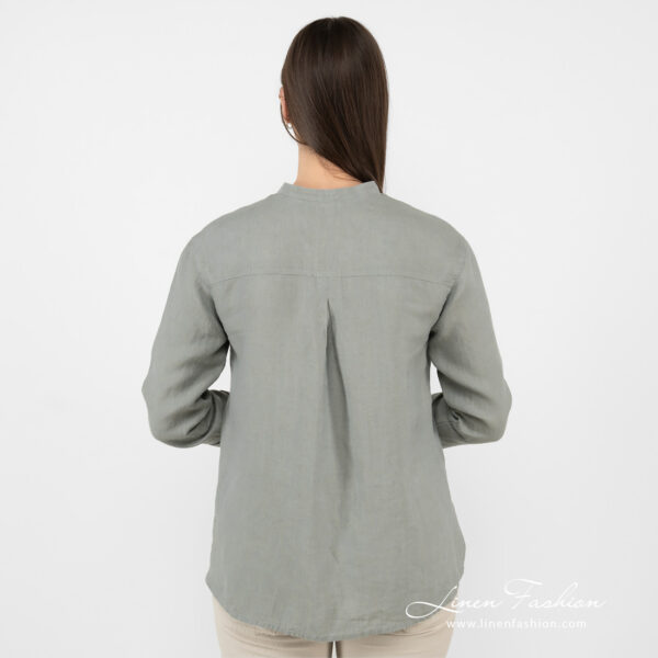 green linen blouse from backside.