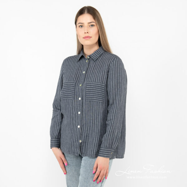 linen striped blouse long sleeves.