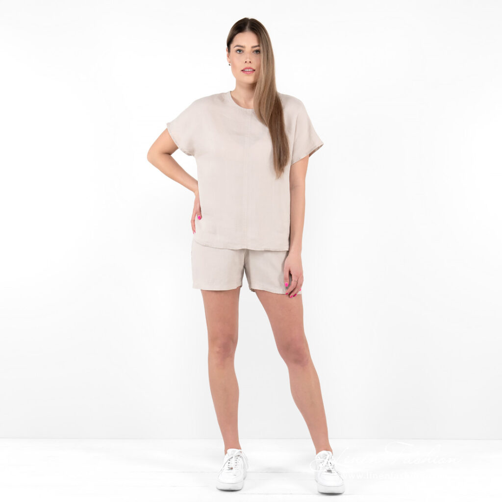 DARREN Blouse beige 2 beige linen blouse.