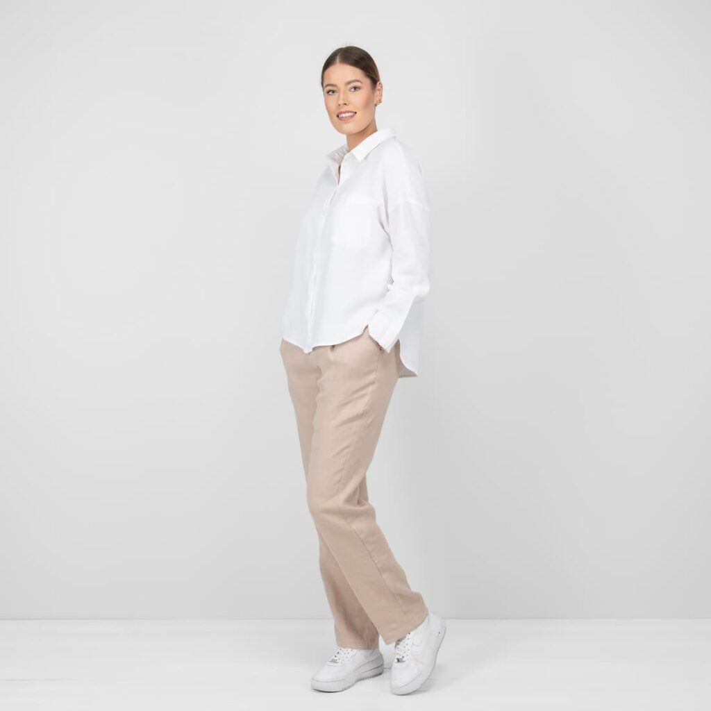 ODILE Chemise blanche 2 white linen shirt blouse with pants