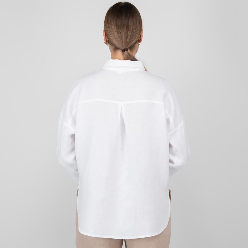 ODILE Chemise blanche 6 white linen shirt blouse from backside