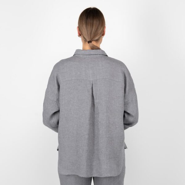 grey linen blouse shirt from backside