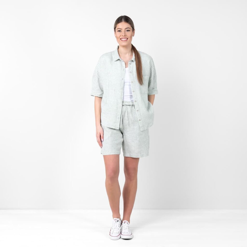 EILA Chemise verdâtre 2 Linen greenish checked shirt
