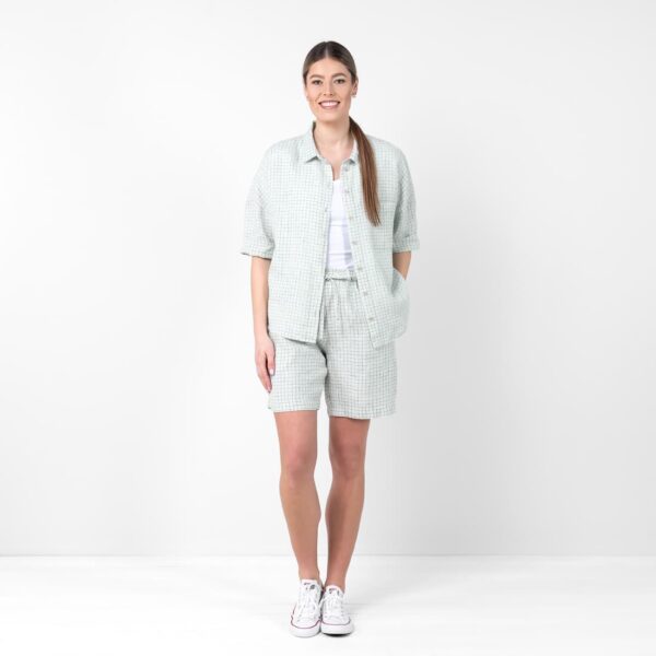 Linen greenish checked shirt