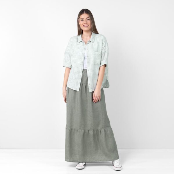 Green EILA shirt with MUNA greenish skirt