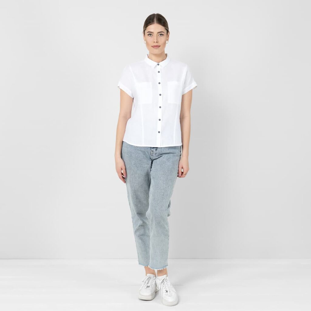 ORSI Chemise blanche 2 Optical white linen shirt, 100% linen