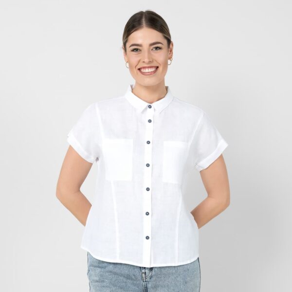 Optical white linen shirt